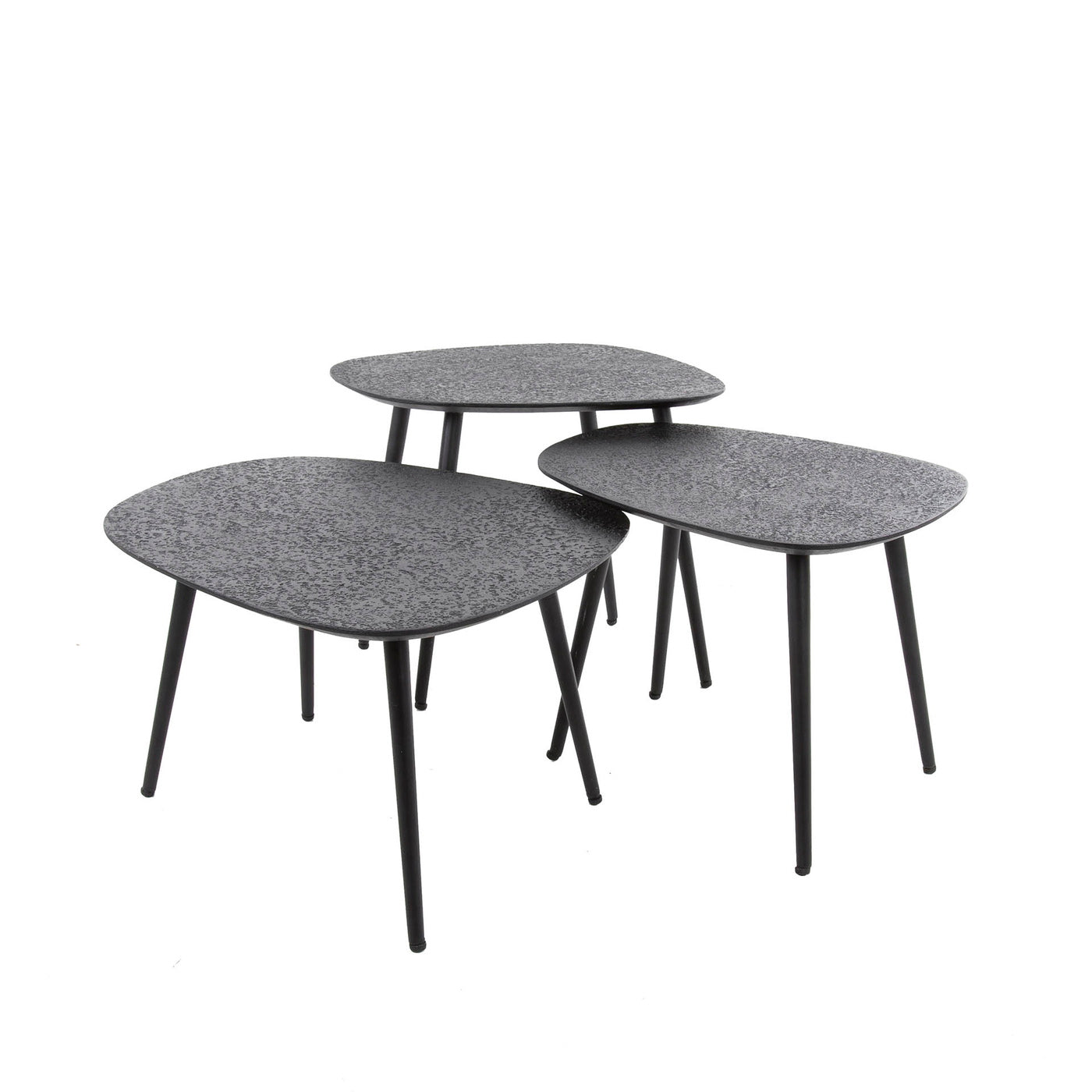 Giga Meubel Salontafel Metallic - Zwart Metaal - Set van 3 - 62x51x36cm