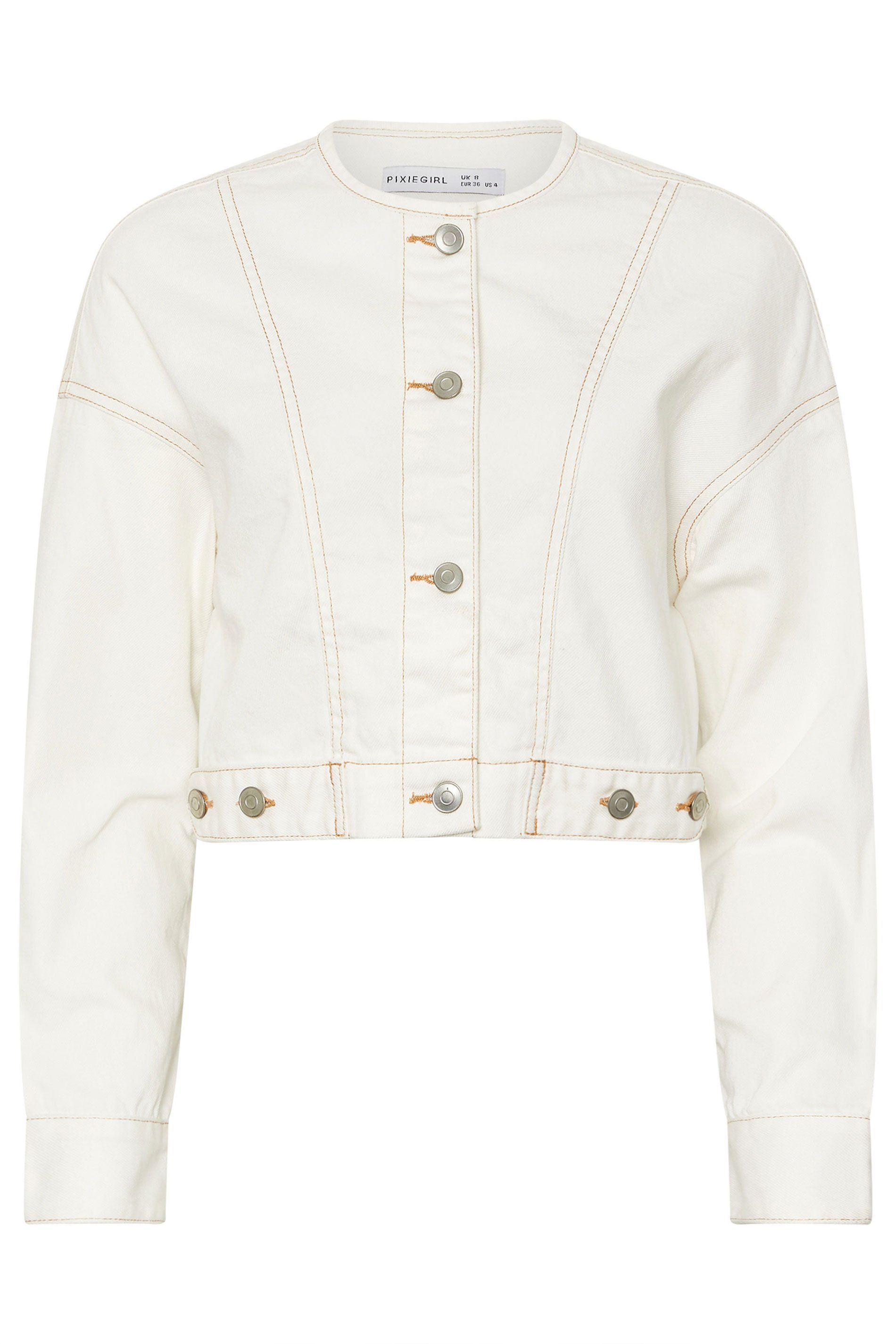 PixieGirl Petite Collarless Denim Jacket