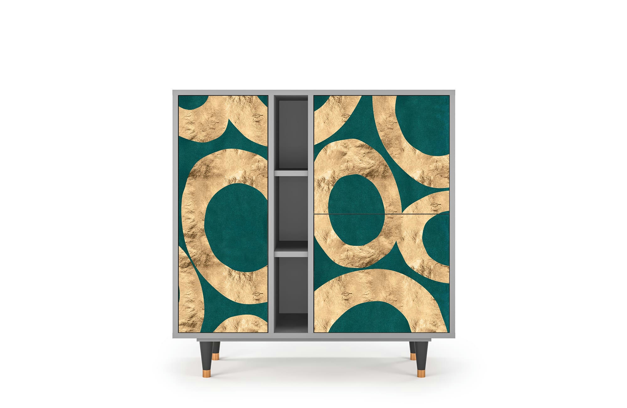 ZIRCON SPHERE - Buffet  bleu-vert 3 portes L 94 cm