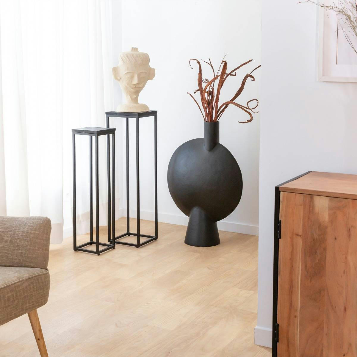 - Table console en bois noir 25 cm