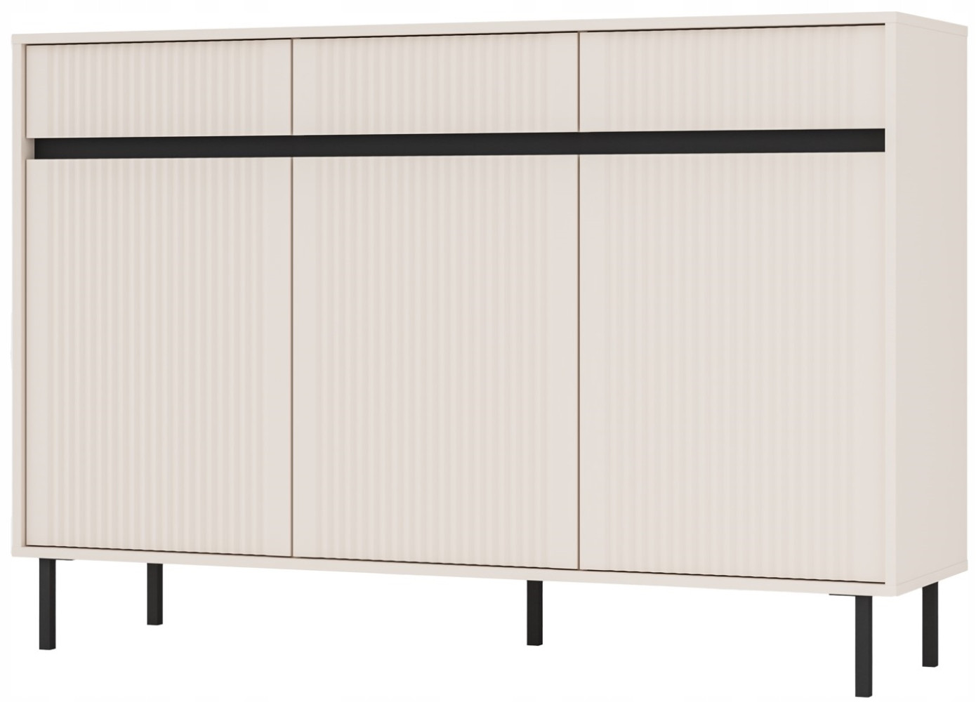 KOMODA GLAMOUR 149 cm RYFLE Nóżki METALOWE 3D3S BEŻOWA OSAKA
