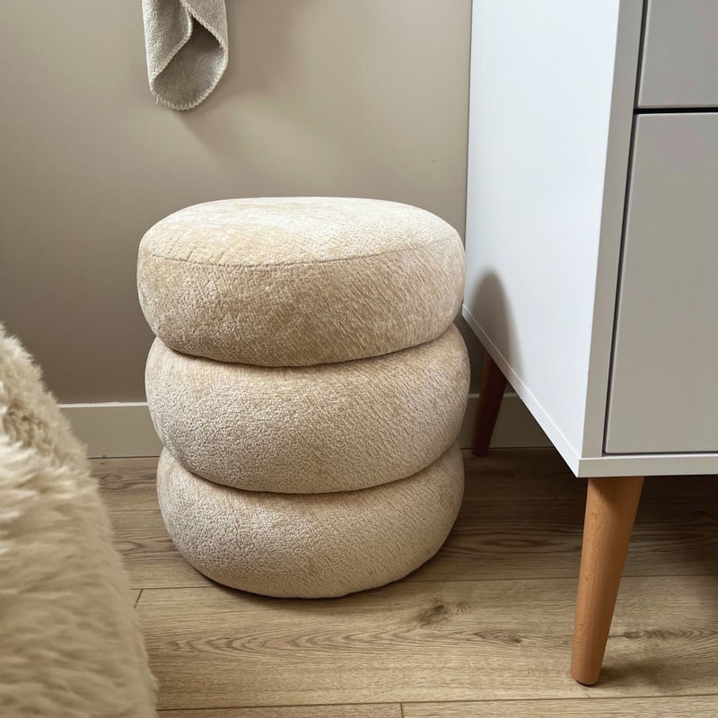 Opbergpoef bubbles - beige - &Oslash;41x41 cm