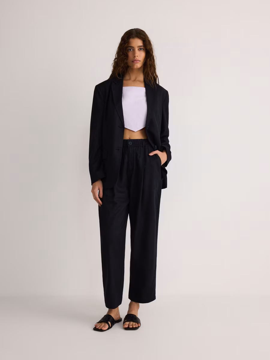 Single-Breasted Linen Blend Blazer