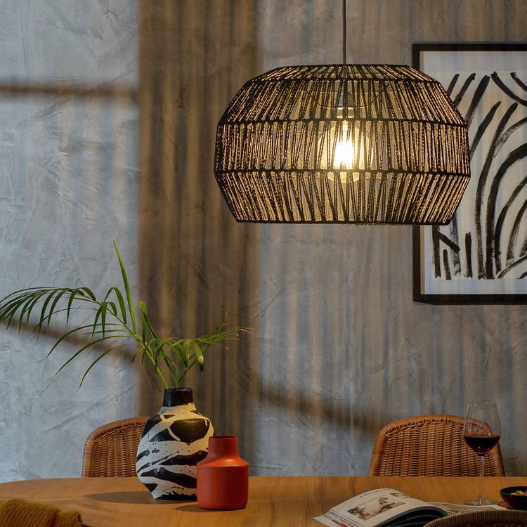 Habitat Black Paper Rope Easy Fit Lampshade - 55cm