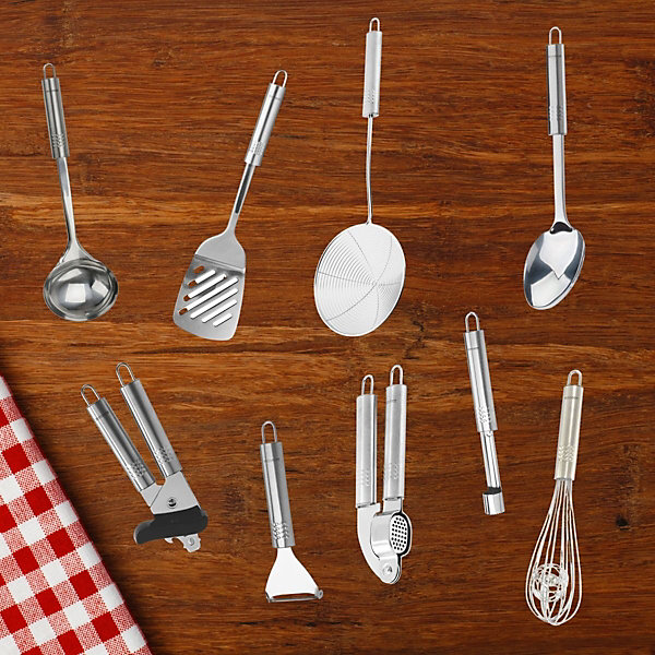 Ensemble de 9 ustensiles de cuisine inox Fackelmann Ovale