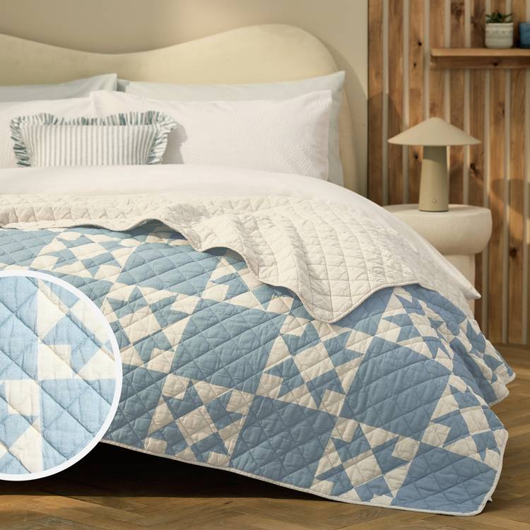 Habitat Quilted Motif Bedspread - White - 200x220cm