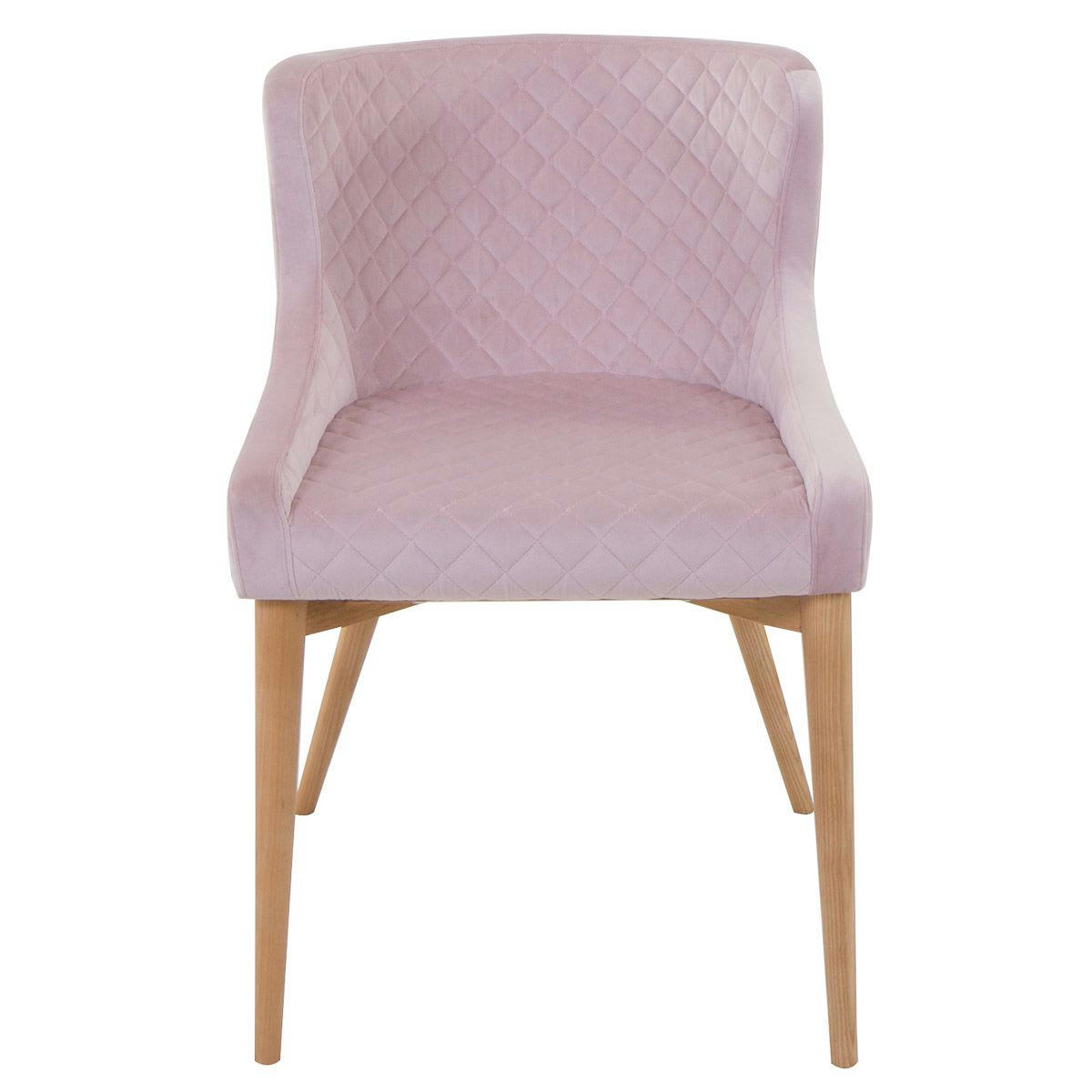 PARIS - Chaise velours rose poudré piétement frêne
