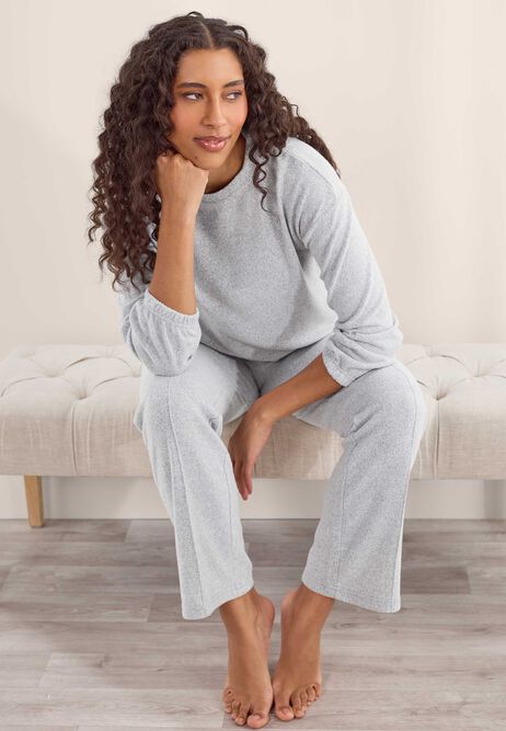Womens Grey Soft Touch Wide Leg Bottoms