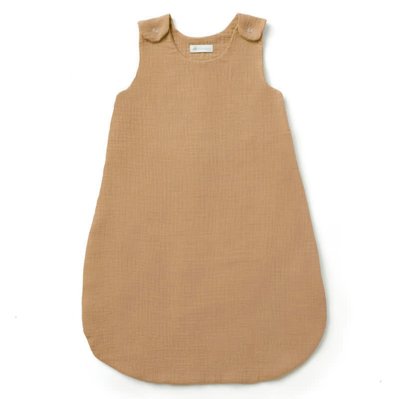 - Gigoteuse été en double gaze de coton camel (0-6 mois)