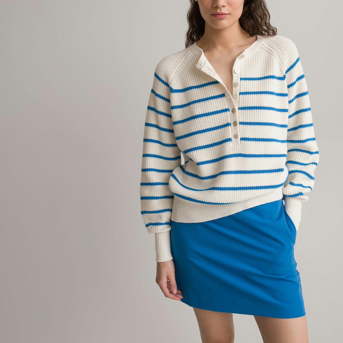 Pull marinière col tunisien