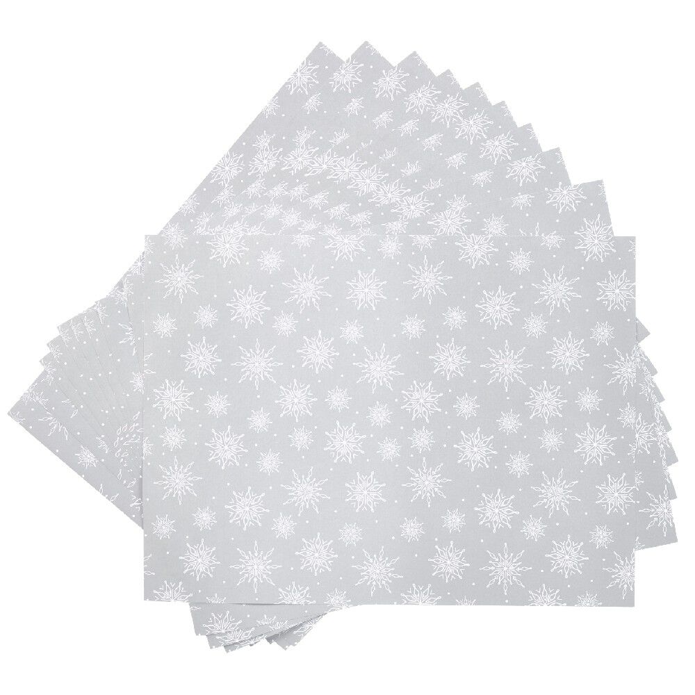 Set de table argenté décor blanc x10