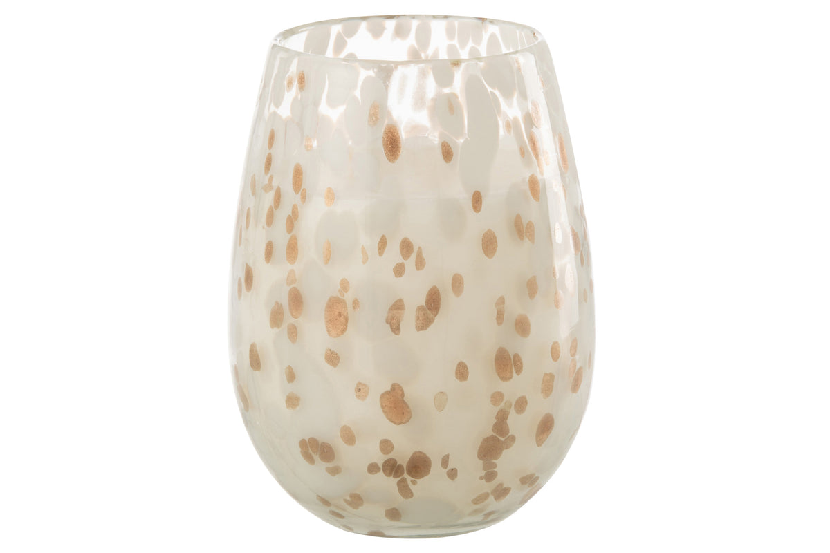 J-Line geurkaars Mia - Osmanthus & Suede - glas - wit - large - 230U