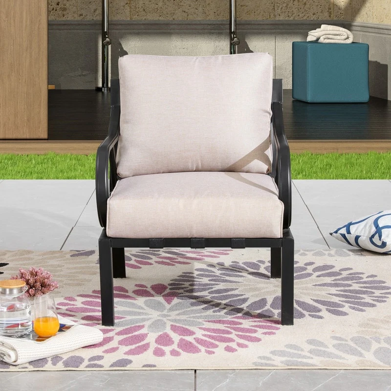 Patio Festival Outdoor Wave-Arm Chair with Cushions