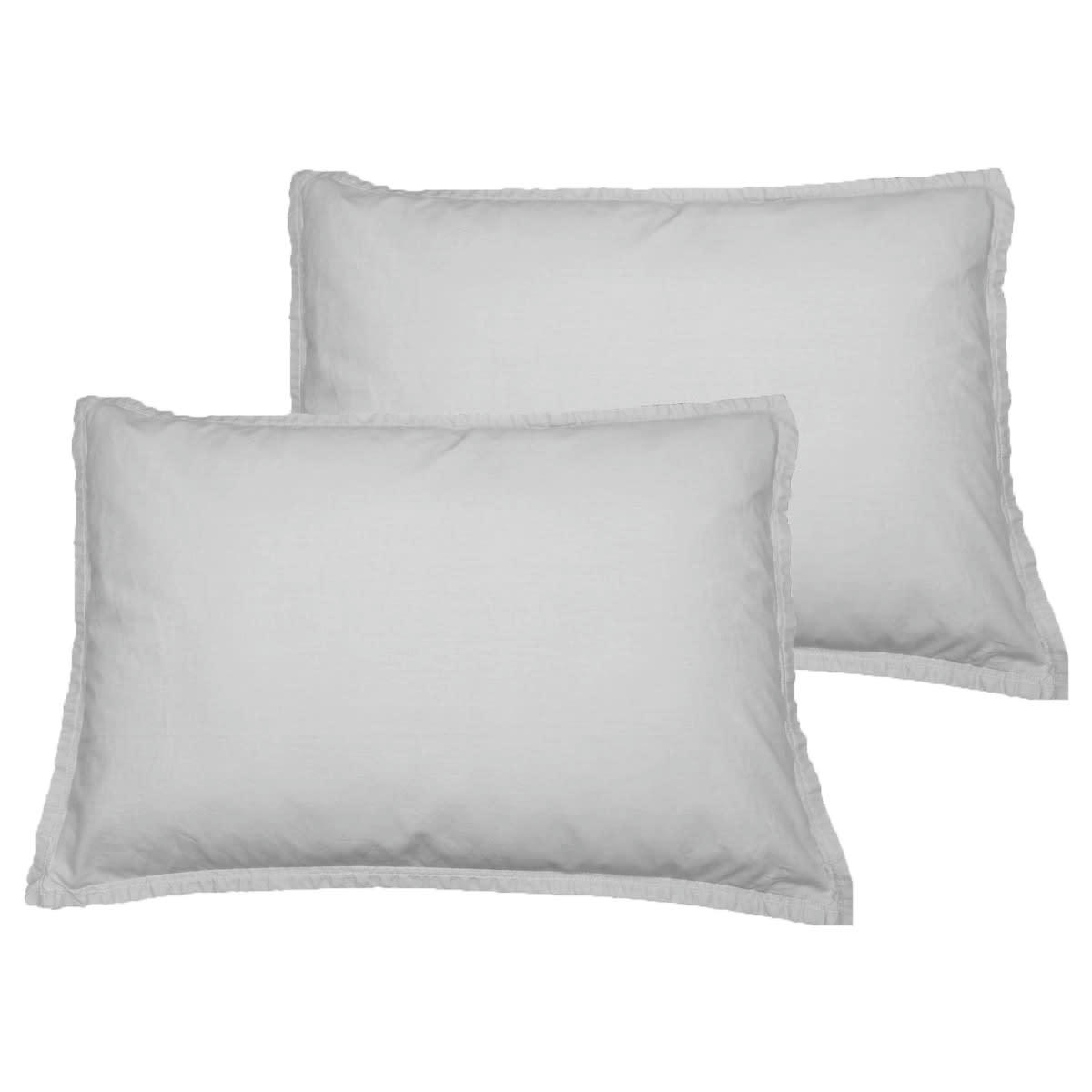 STUDIO - Lot de 2 taies d'oreiller en coton  gris perle 50x70 cm