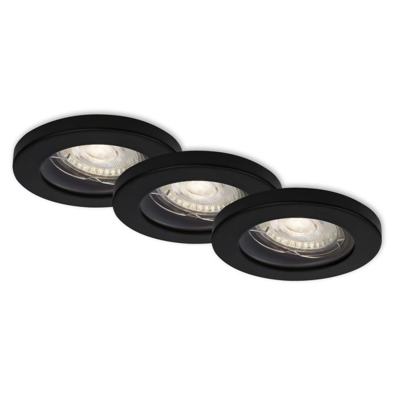 Spot encastrable LED noir GU10 blanc chaud IP65 400 lm 4,7 W 3 pièces BRILONER