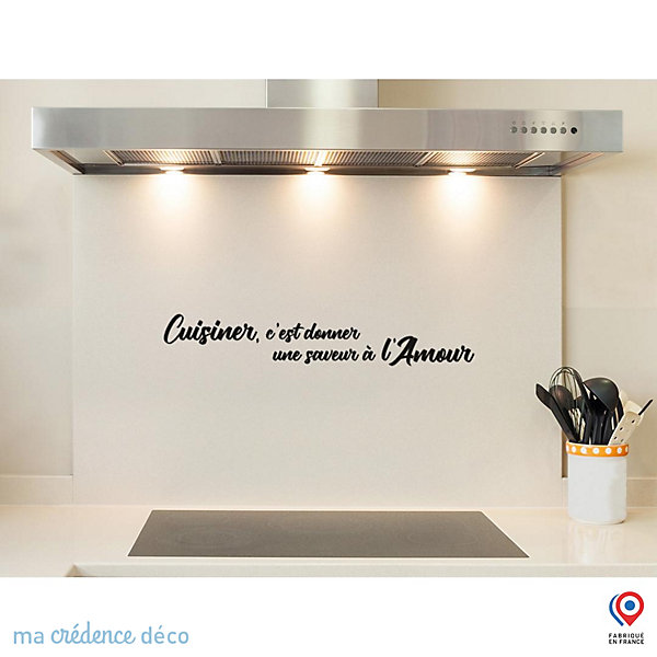 Crédence cuisine fond de hotte Cuisinier, c'est donner une saveur à l'amour 1 - Verre trempé - L 60 cm x H 45 cm - MaCrédenceDéco