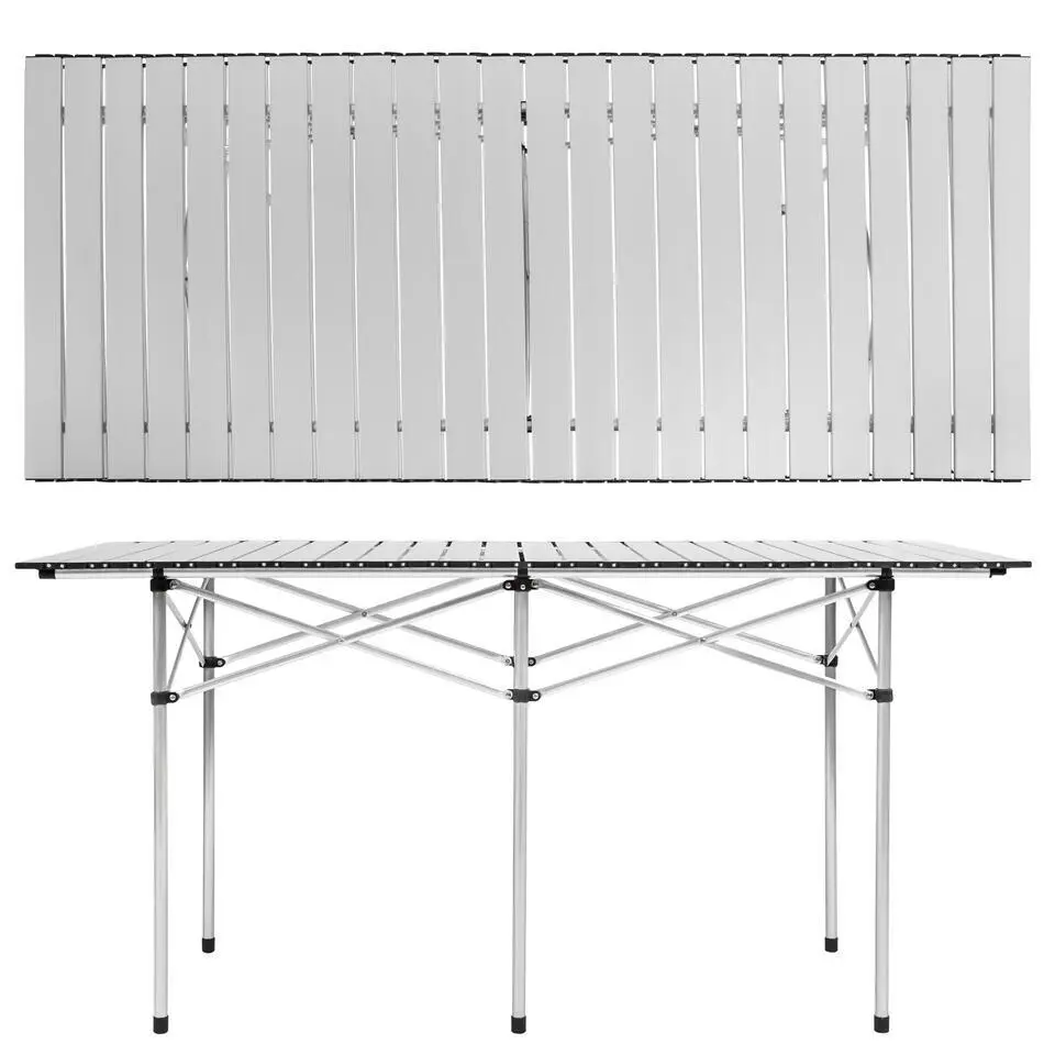 tectake Aluminium campingklaptafel incl. tas 140x70x70 cm, Grijs