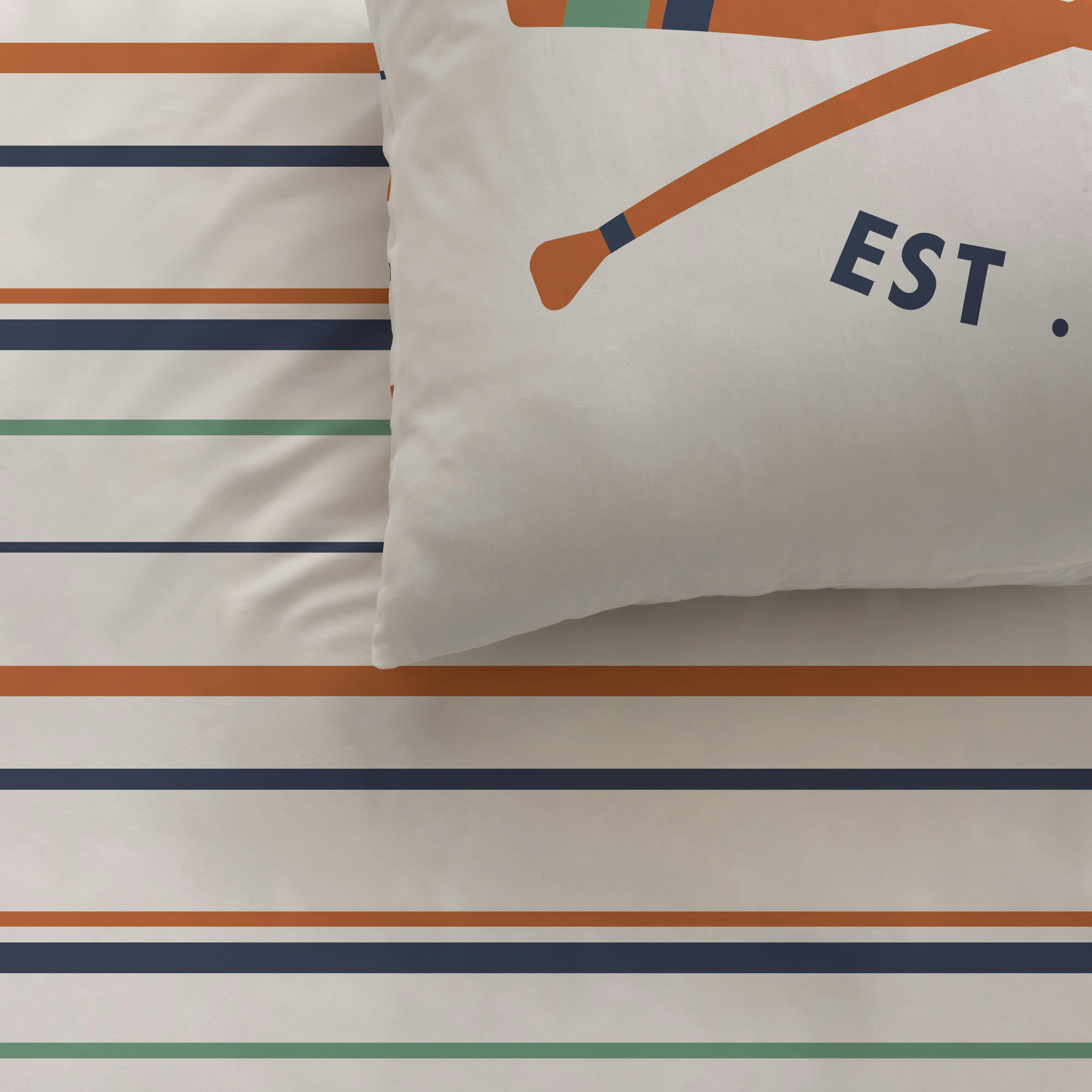 SUMMER CAMP - Parure de lit imprimée en coton Beige 140x200+63x63cm