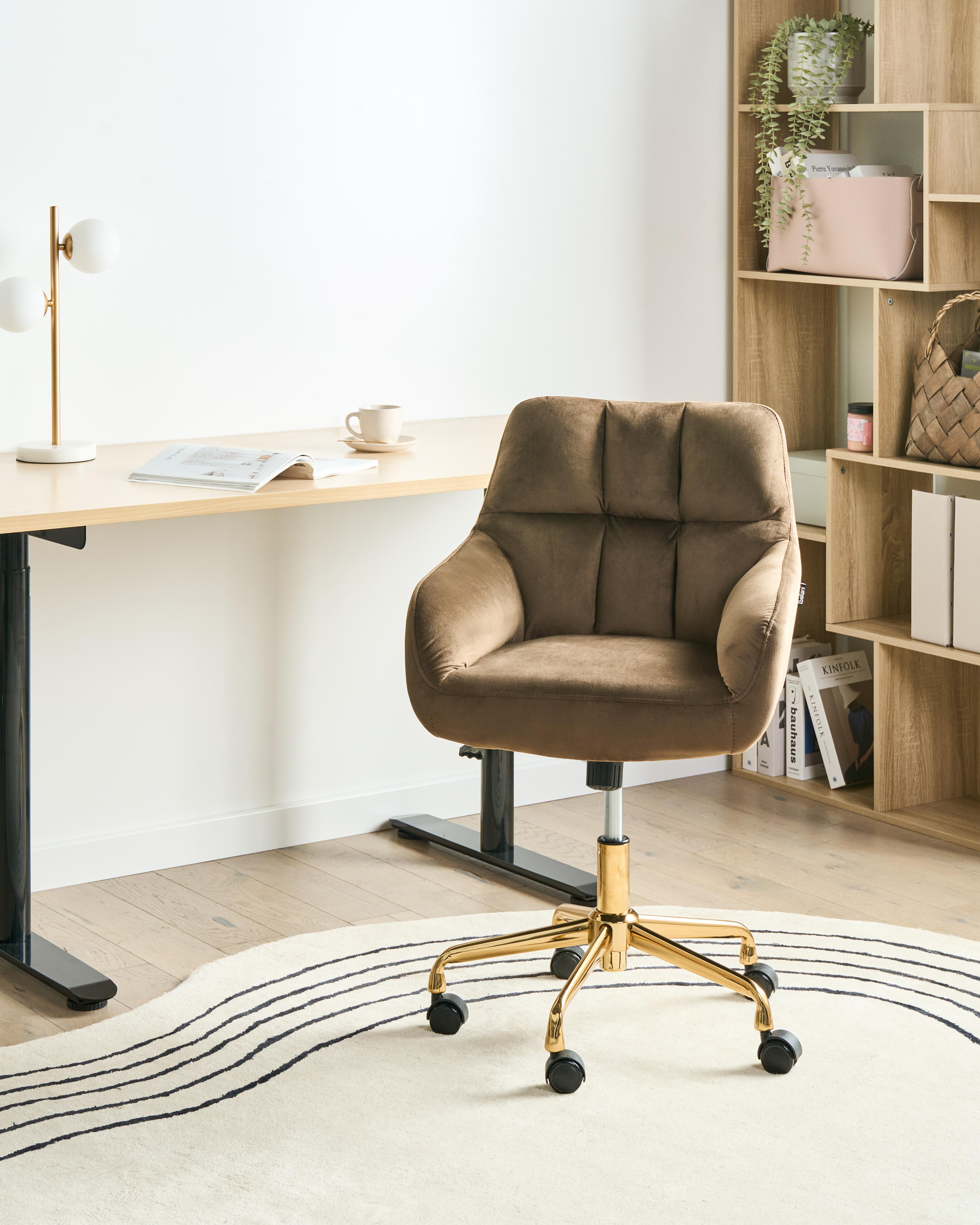 Desk Chair PALMDALE Velvet Brown
