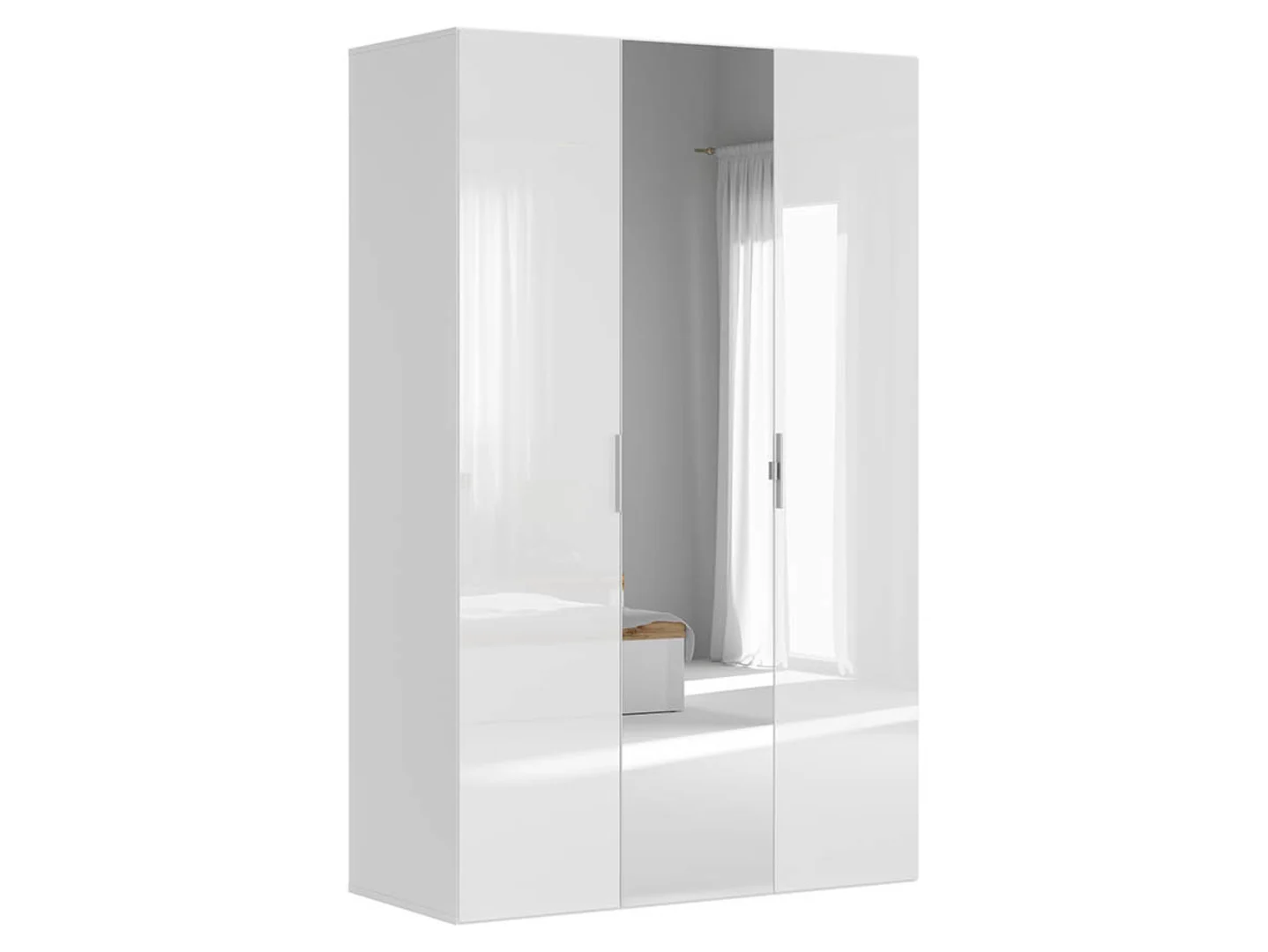 Szafa modułowa Flex 150 cm z drzwiami i lustrem biały połysk