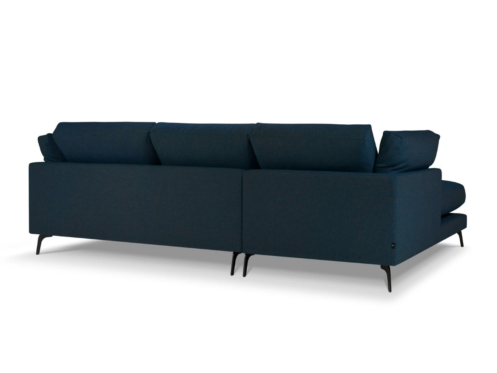 CAMILLE - Canapé D'Angle Gauche 5 places en Tissu Structurel Bleu Foncé