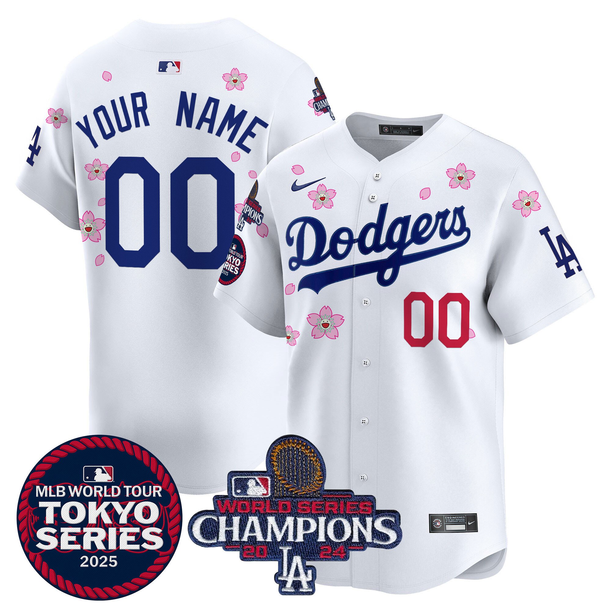Los Angeles Dodgers Nike 2025 Tokyo Series & World Champions Vapor Premier Limited Jersey - White - Custom
