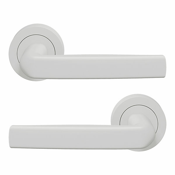 Ensemble poignée sur rosace Incurvé à visser GoodHome Primel mat blanc Ø52mm