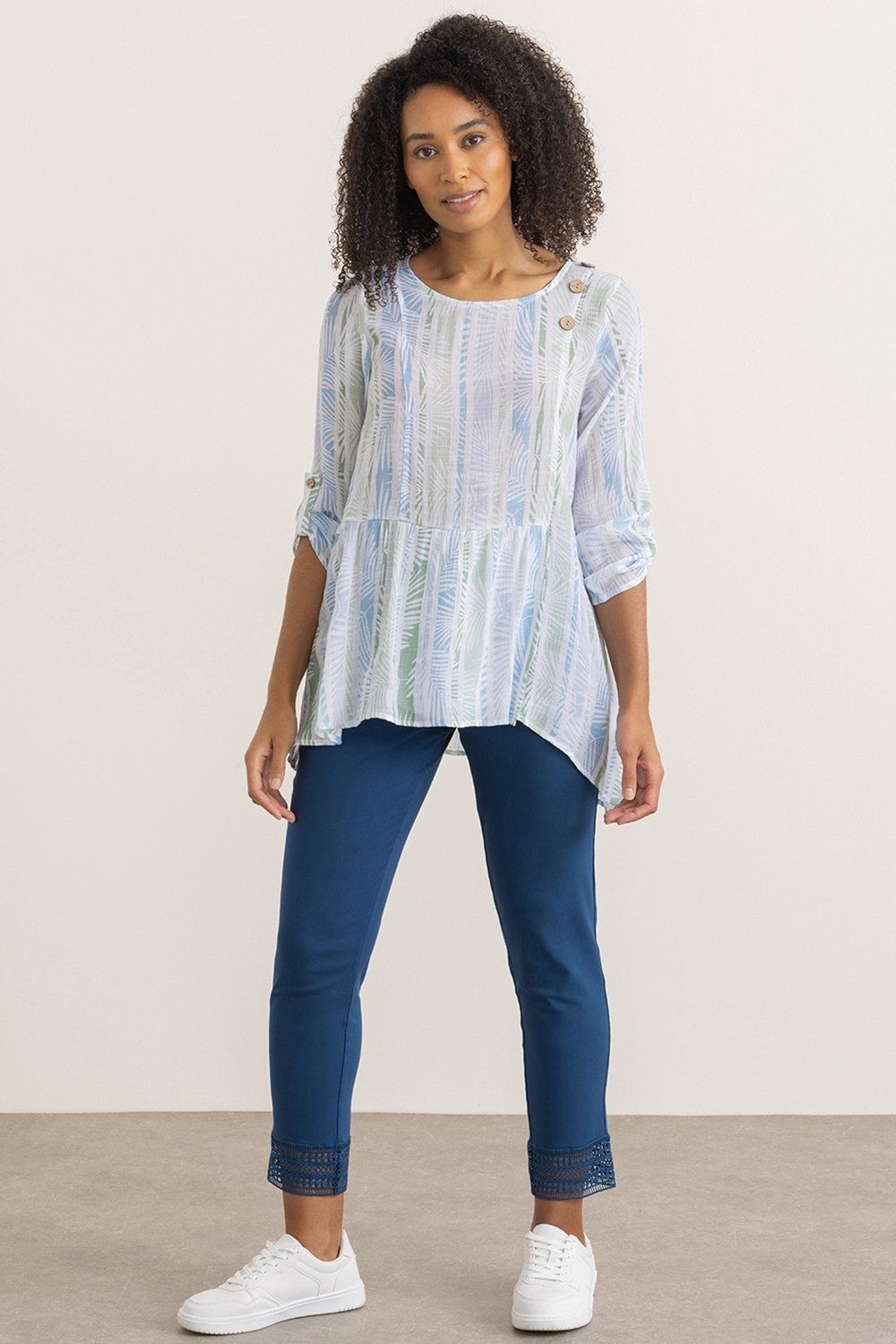 Klass. Printed Dip Hem Tunic Top