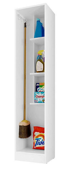 Armoire, placard de rangement avec 1 porte coloris blanc - longueur 35 x profondeur 32 x hauteur 170 cm