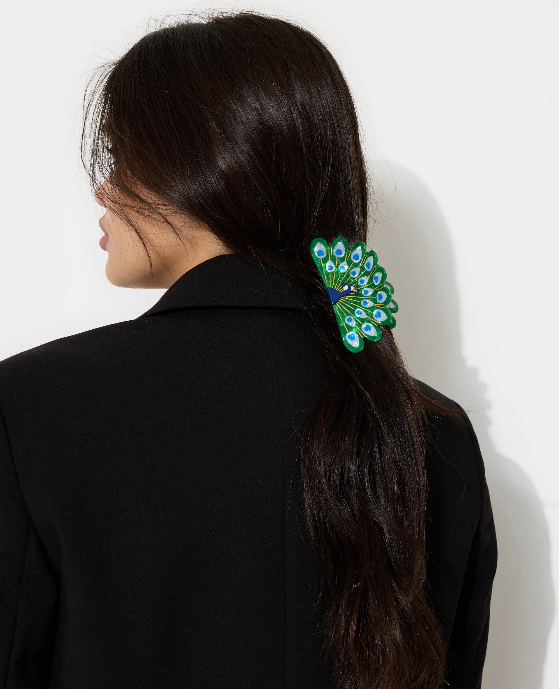 Pince crocodile paon effet nacre