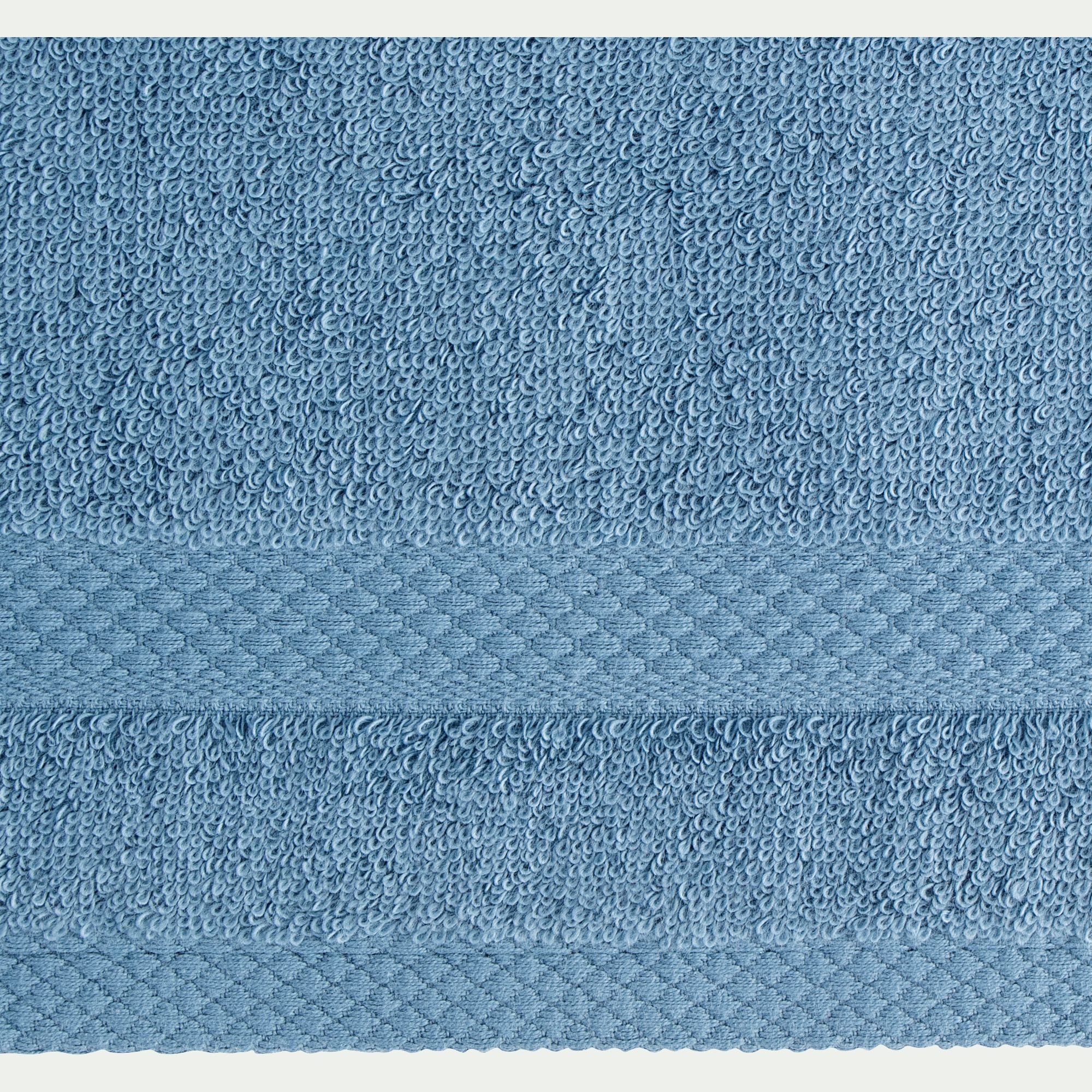 AZUR - Lot de 2 serviettes invité en coton peigné - bleu autan 30x50cm
