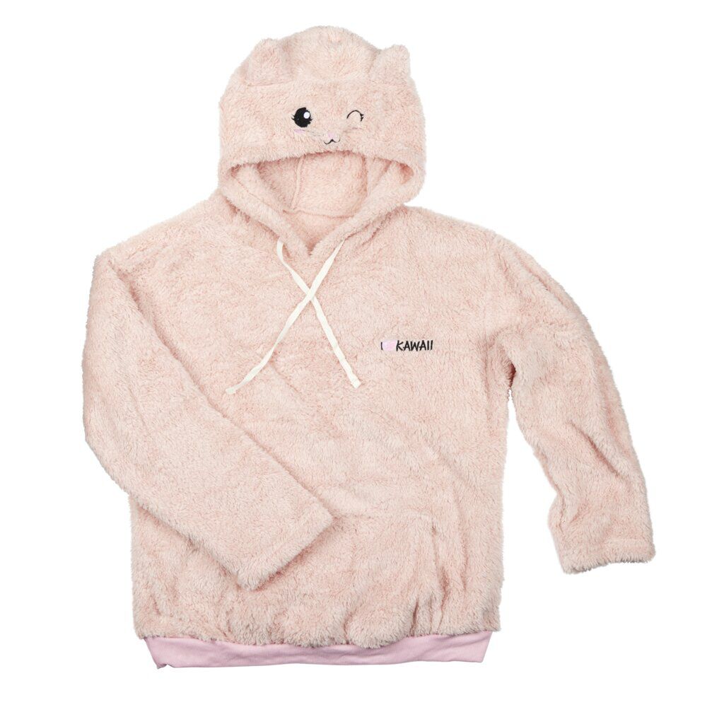 Sweat kawaii femme à capuche rose Taille unique 65xL105cm