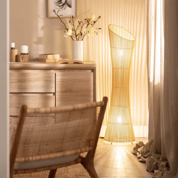 Lampa podłogowa beżowa Camilla 2xE27x40W wym:118x30x30cm Abruzzo