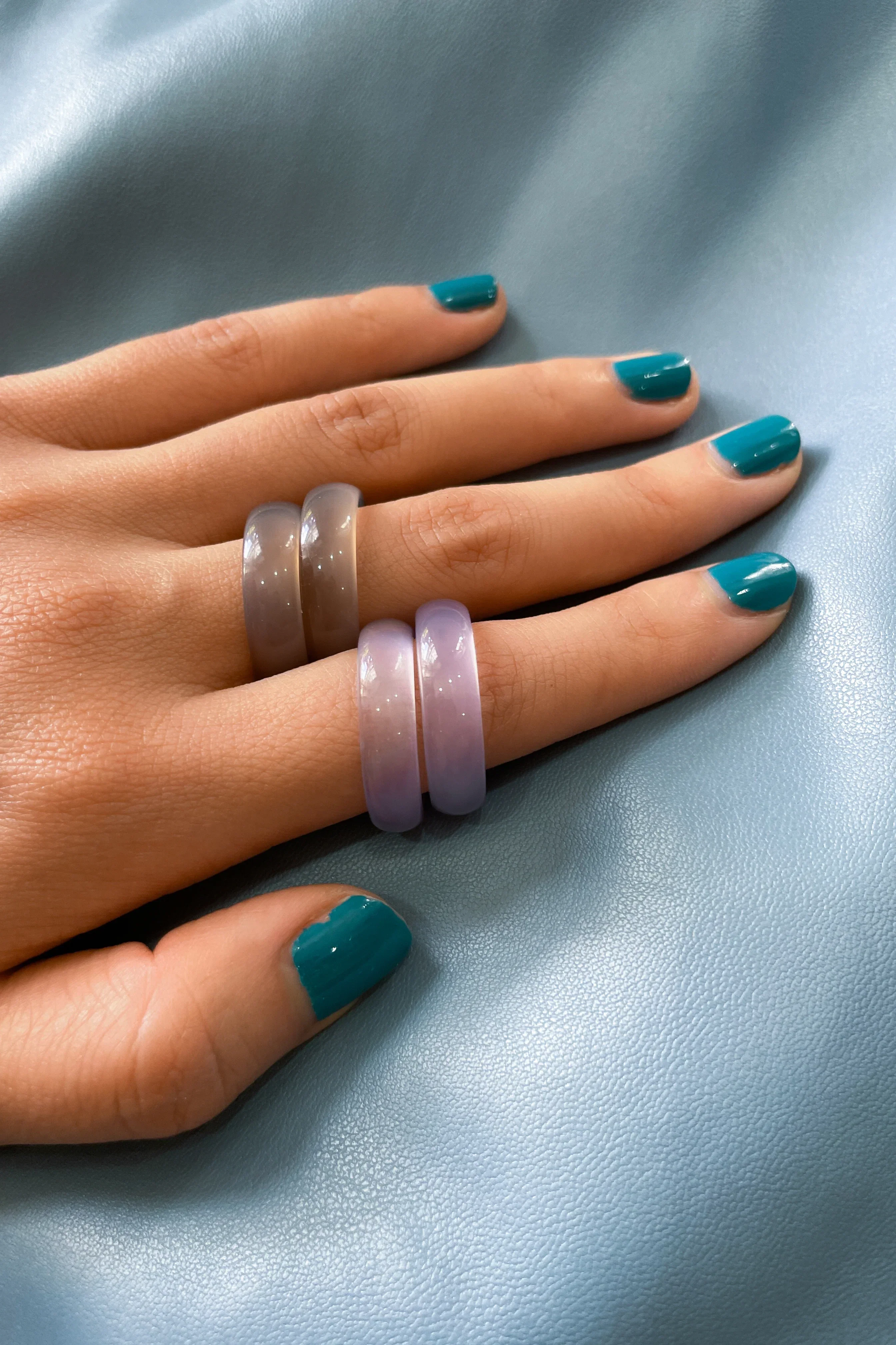 Mist — Grey Purple Jade Stone Ring in Purple