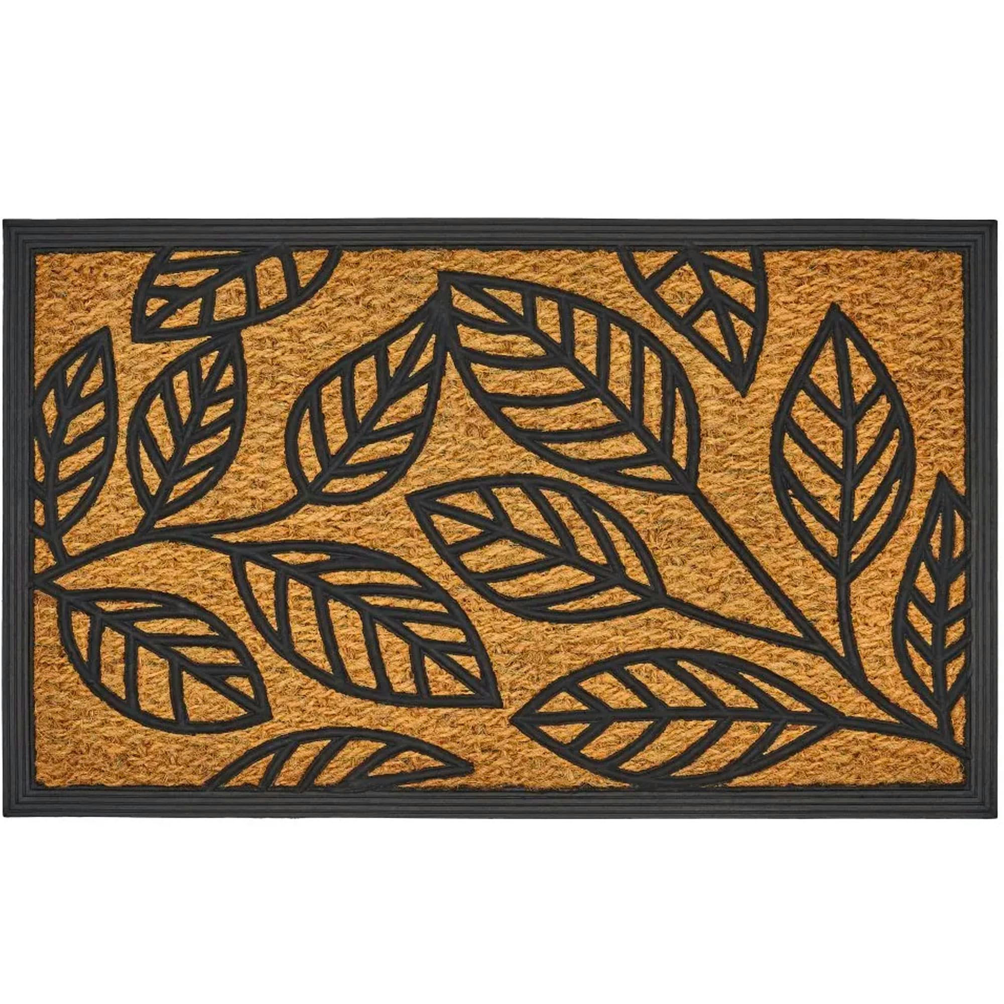 - Paillasson en caoutchouc et fibres de coco feuilles 60x40cm