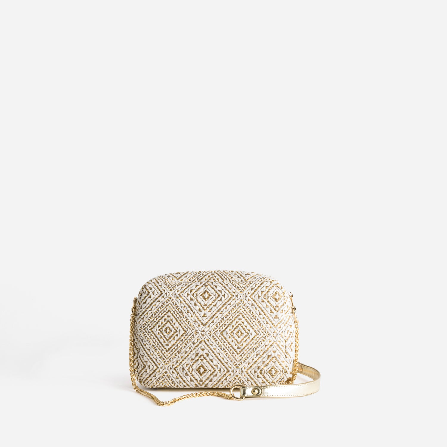 Sac bandoulière beige brodé doré