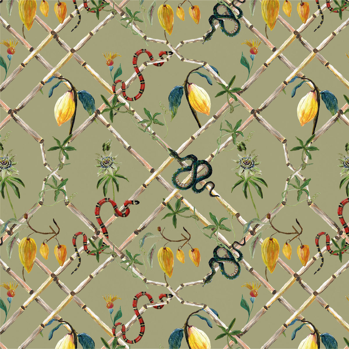 Catchii Behang Cacao Estate Olive Green