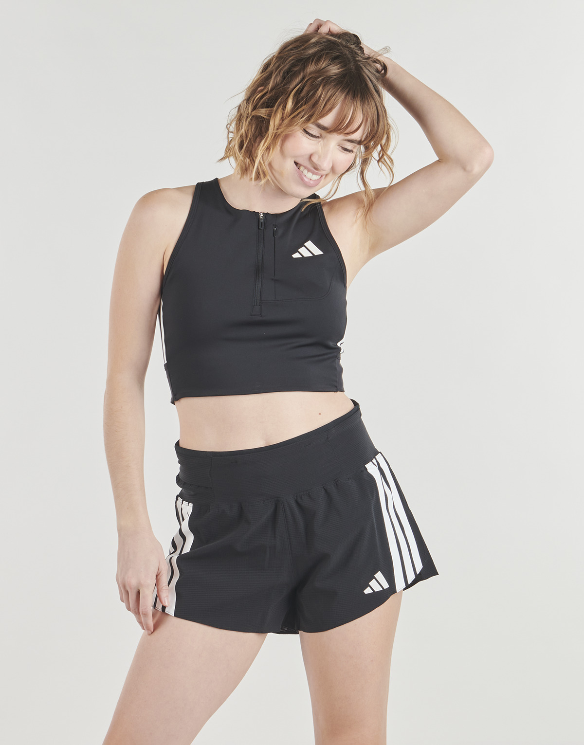 adidas - Adizero Running Gel Pocket Crop Long-Sleeve Top - Black