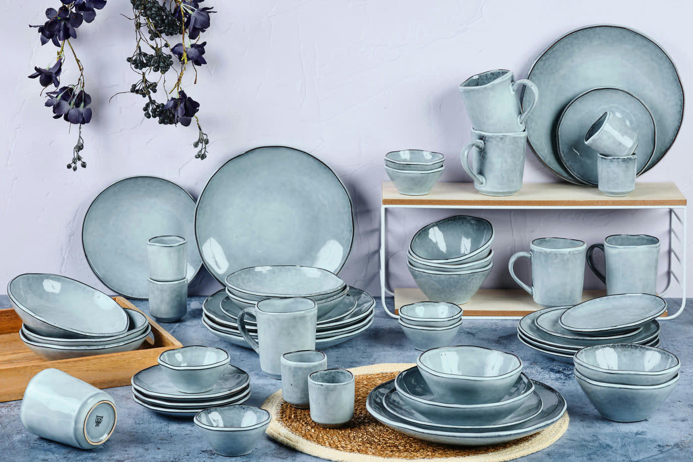 REACTIV - Set vaisselle 48 pièces en grès gris