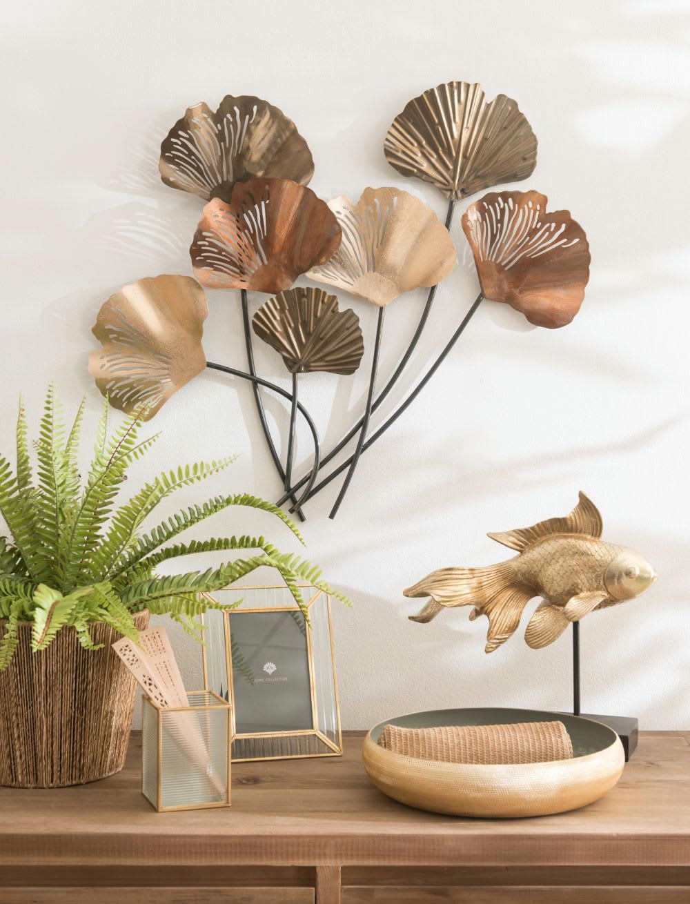 PHAM - Statue poisson doré H32