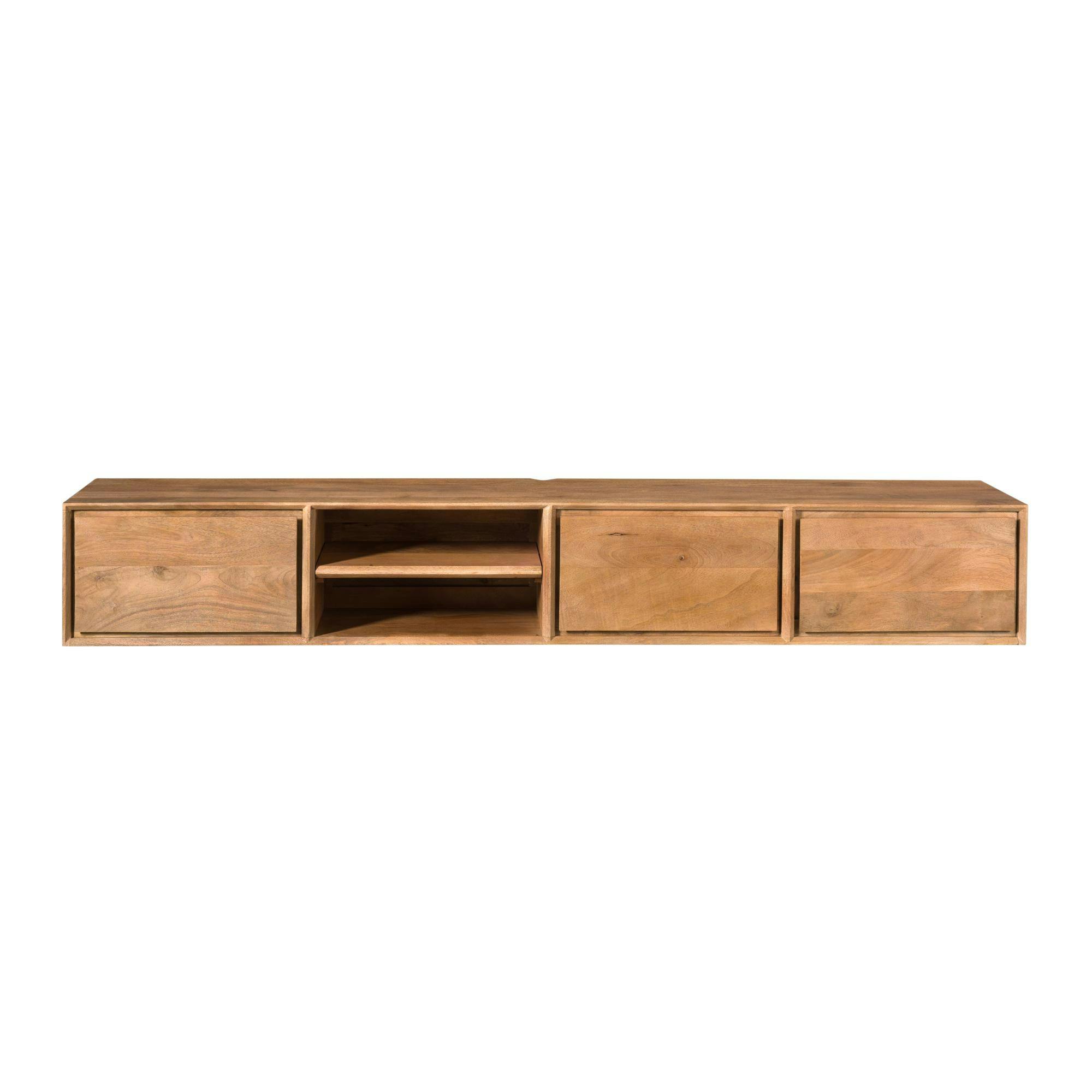 Meuble TV suspendu en bois 3 tiroirs 1 niche 200 cm AERA