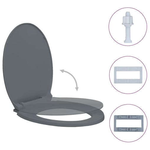 NNEVL Soft-Close Toilet Seat Grey Oval