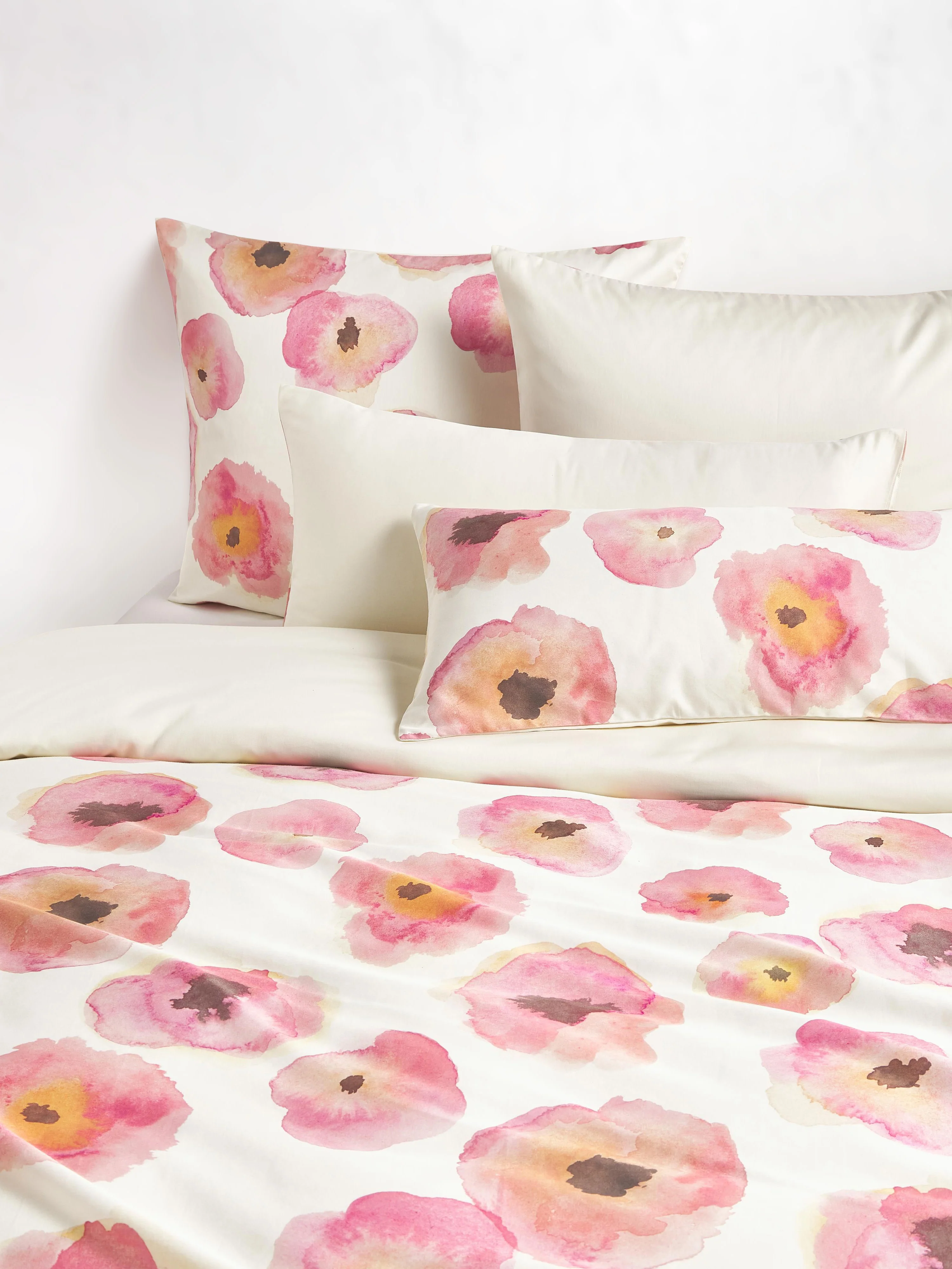 Baumwollsatin-Bettdeckenbezug Fiorella mit Blumen-Print