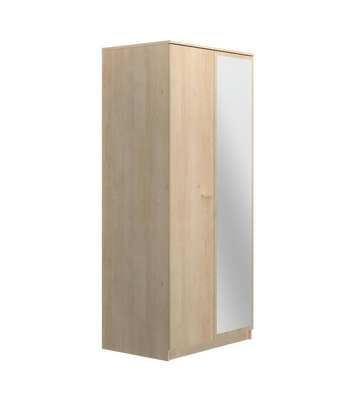 TULLE - Armoire 2 portes 1 miroir effet bois H200 x L91cm