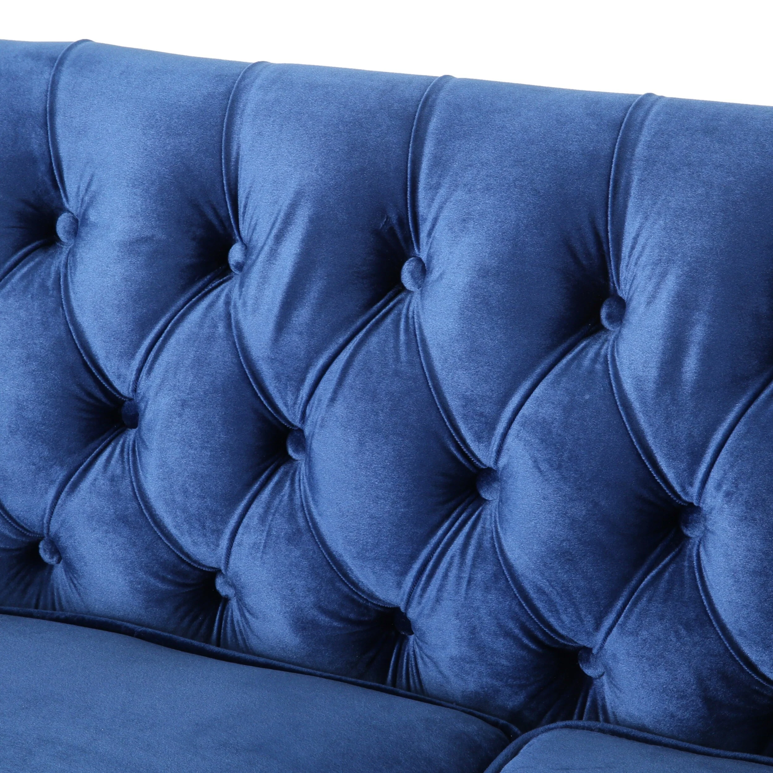 Navy Blue Loveseat Button Tufted Sofa with Wood Legs