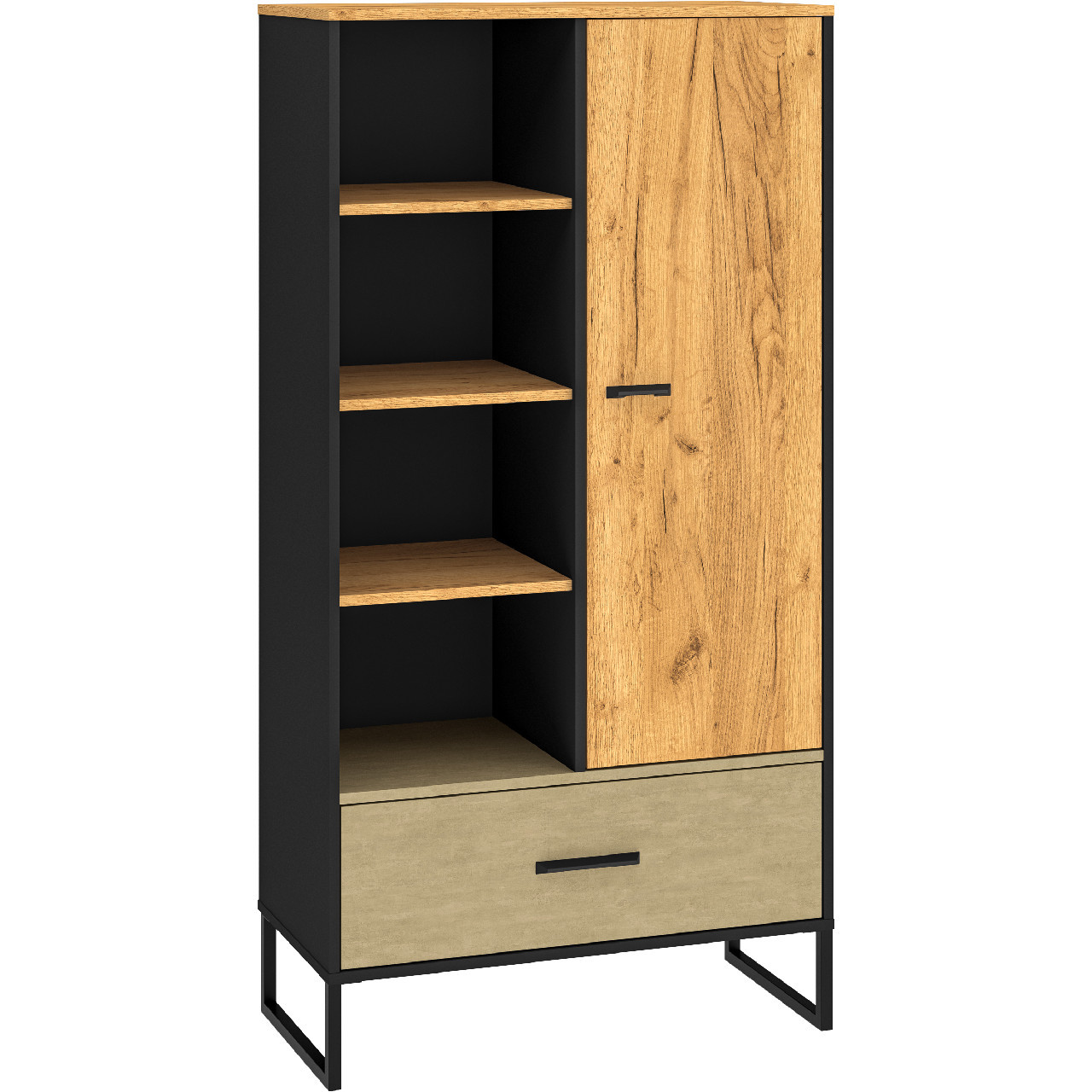 Regał BLINT 04 dąb craft złoty / czarny / stal premium