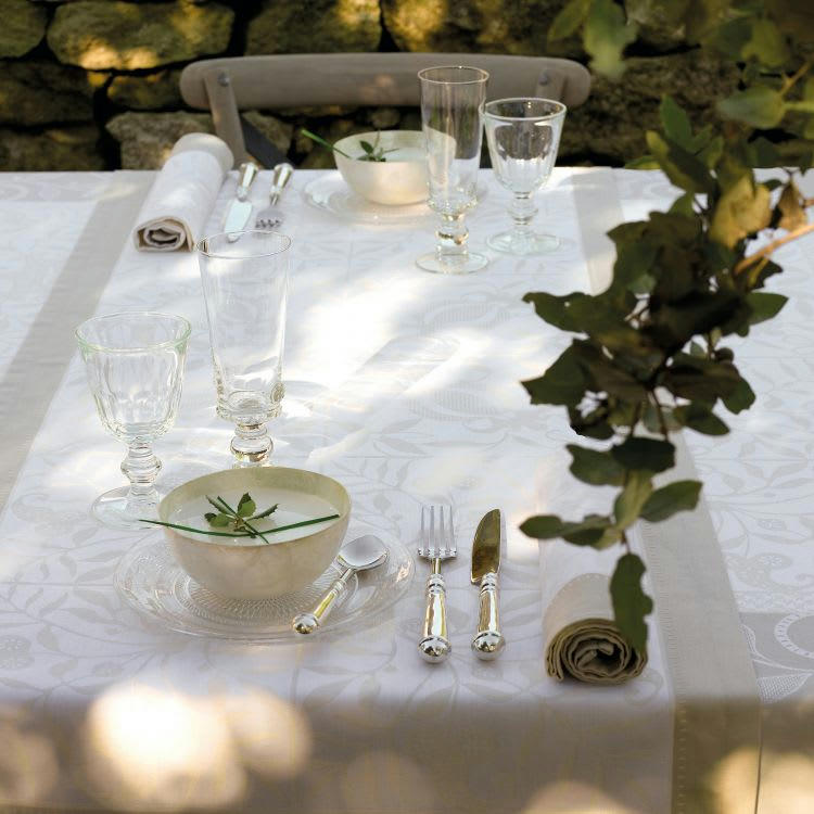 VENEZIA IVOIRE - Chemin de table en coton ivoire 55 x 150