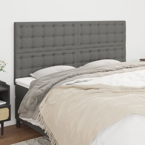 NNEVL Headboards 4 pcs Dark Grey 80x5x78/88 cm Fabric