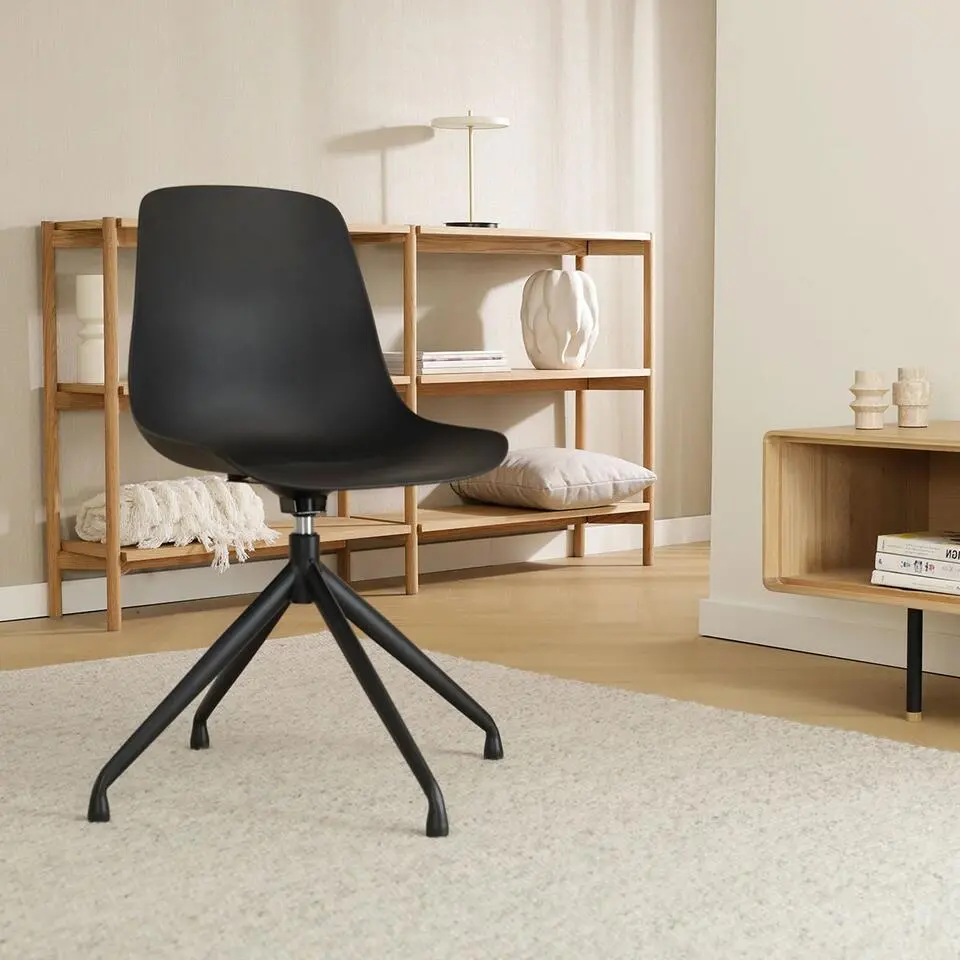 Nolon Nola-Pip Eetkamerstoel Zwart - Draaibaar - Zwart Onderstel