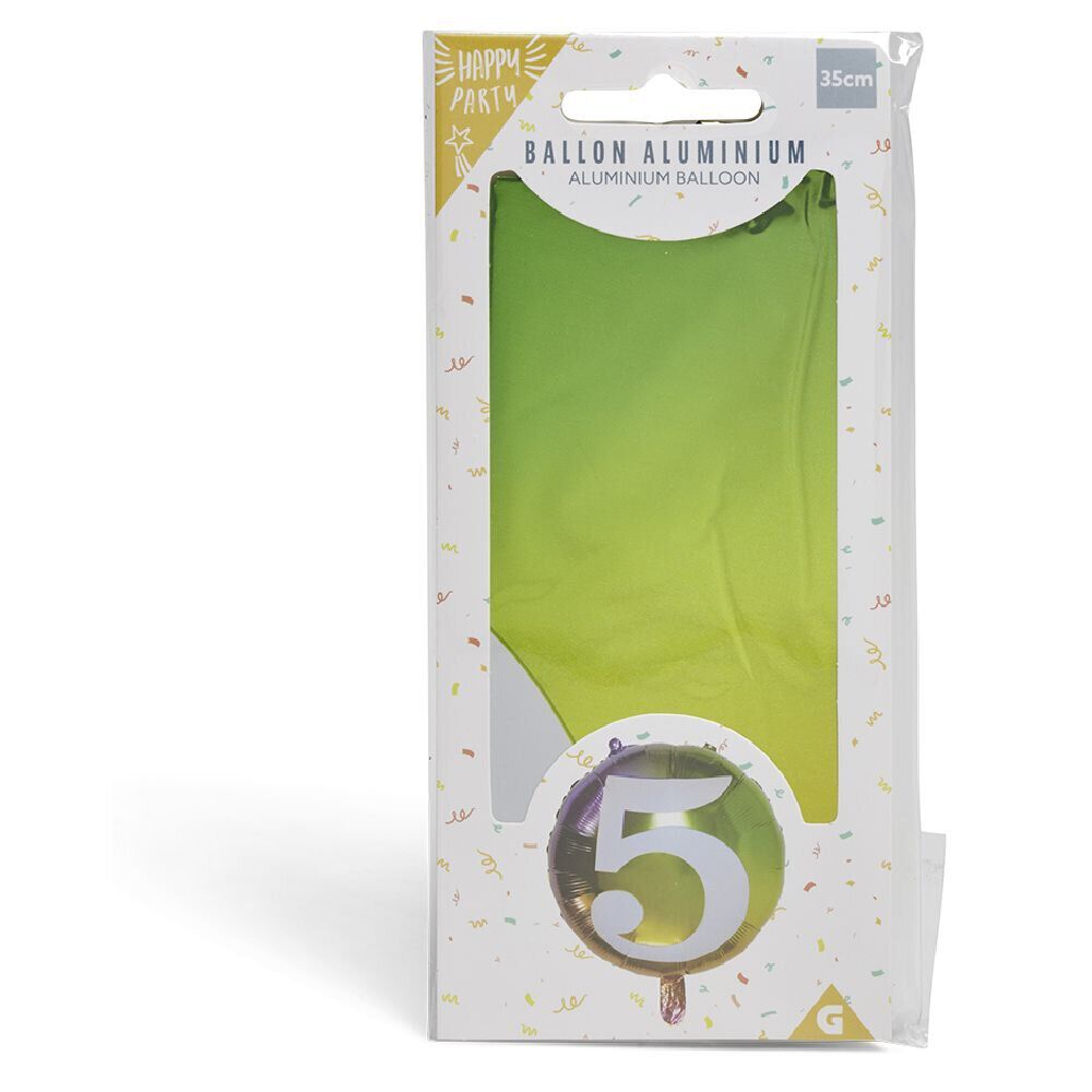 Ballon alu chiffre 5 métallisé multicolore Ø45cm